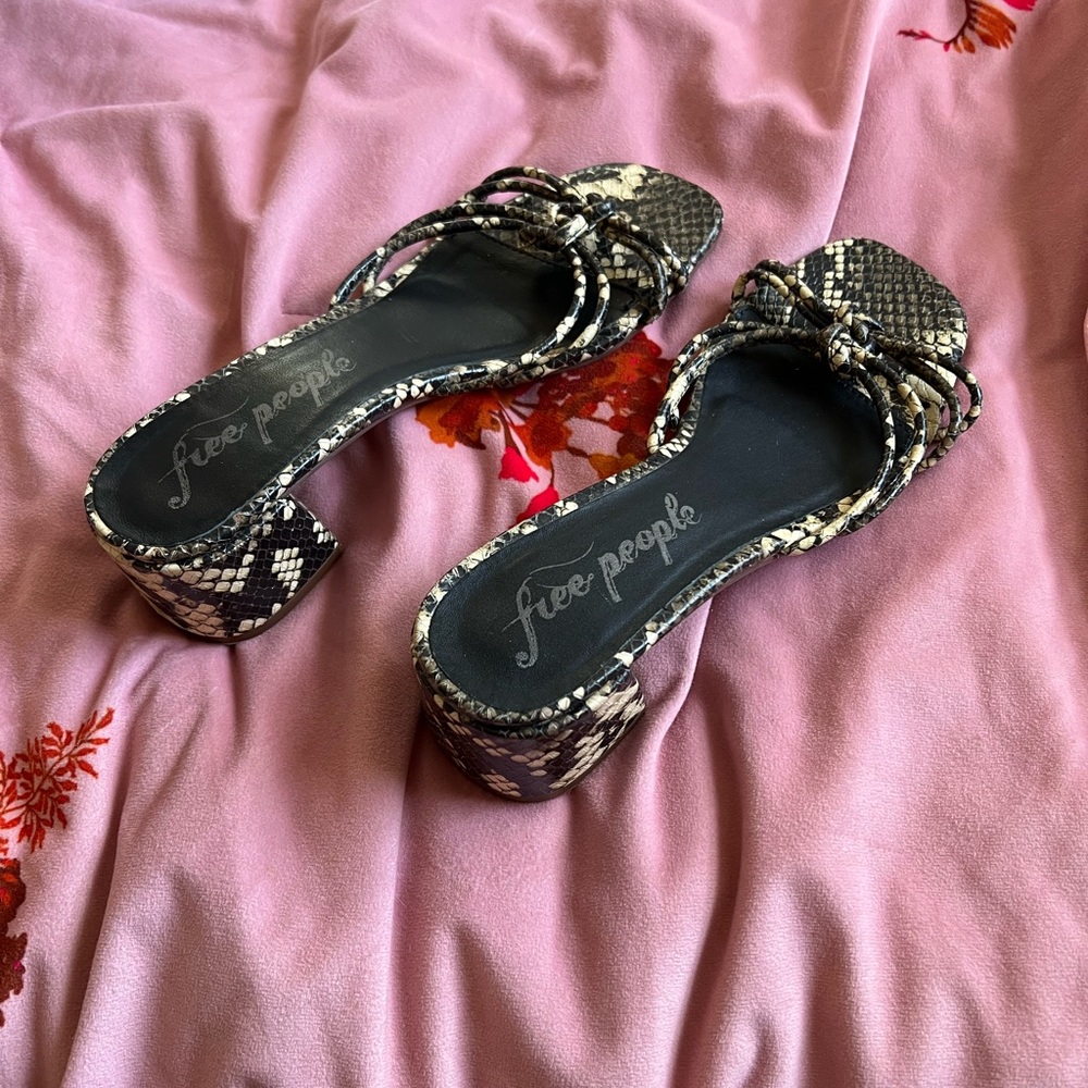 Free People Snakeskin Print Block Sandals